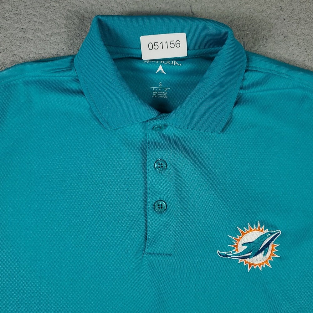 Miami Dolphins Polo Shirt Mens Size Small Blue NFL Short Sleeve